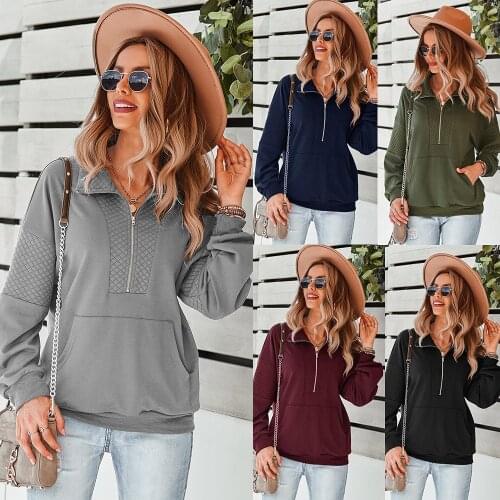 Autumn Women Hoodies 2021 Full Sleeve Patchwork Solid Color With Pockets Comfort Casual Loose OL Style Female Pullovers C3026