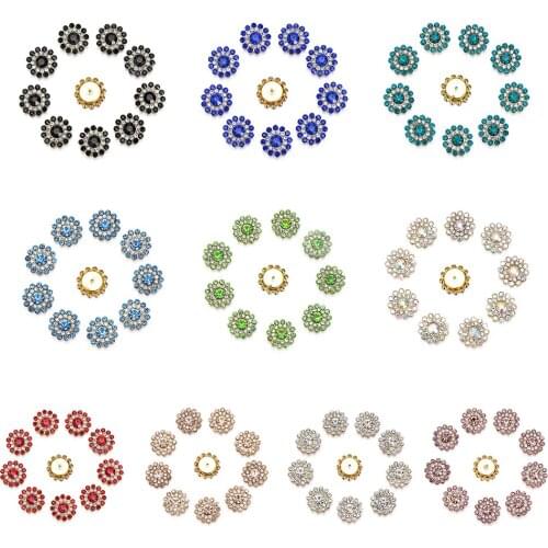 10Pc 14mm Crystal Glass Stone Sunflower-Shaped Rhinestone Apparel Sewing Supplies Sparkling Buttons Clothes Decoration DIY Craft