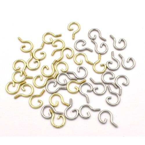 100pcs Tiny Mini Eye Pins Eye pins Hooks Eyelets Screw Threaded Clasps Hooks Jewelry Screws Assortment for Cork Top Bottles DIY
