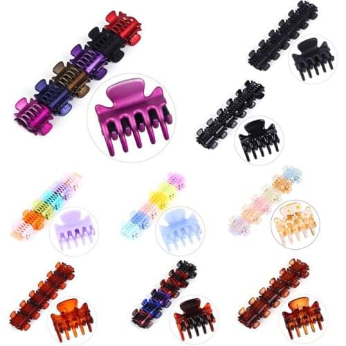 12Pcs/Set Women Girls 3cm Mini Geometric Crab Hair Claw Clips Plastic Colorful Assorted Mini Hairpin Jaw Clamp Strong Bite