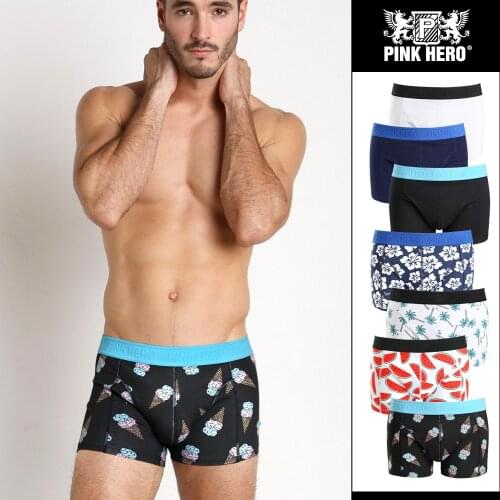 2018 brand PINK HERO boxers sexy underwear comfortable boxers men and women print boxer shorts Underpants gay Couple underwear