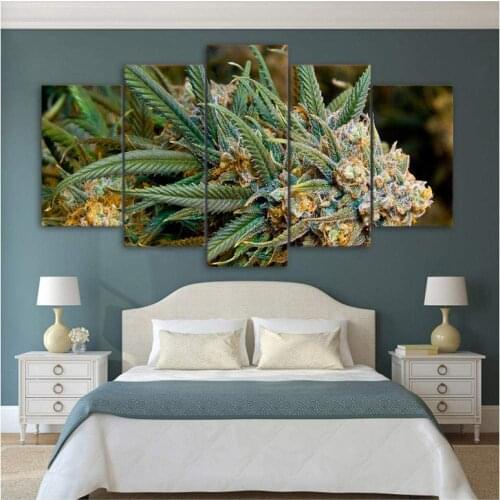 5 Pieces Wall Art Canvas Painting Plantes Poster Weeds Modern Home Living Room Bedroom Pictures Framework Decoration