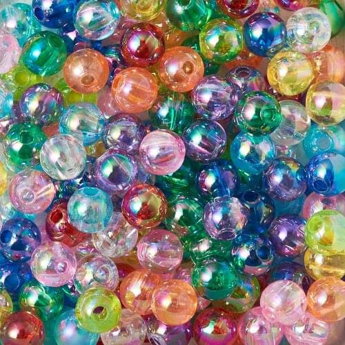 4 5 8 10mm AB Color Round Transparent Acrylic Spacer Beads Mixed Assorted Colors for Jewelry Making DIY Bracelet Hole 1.5-2mm