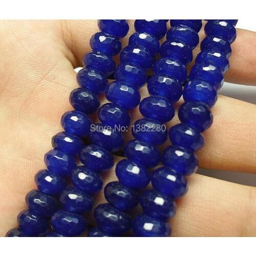 5x8mm faceted blue chalcedony Abacus shape loose Beads fashion jewelry wholesale 15" 5 pcs/lot