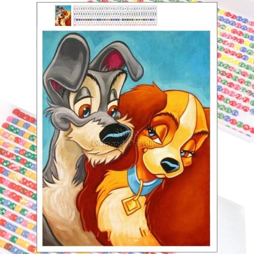 5D DIY Diamond Painting Full Square Round Dog Miss Animal Cartoon Children Disney Embroidery Complete Kit Mosaic Home Decor Gift