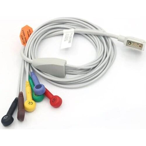 Medtronic PHYSIO-CONTROL 7Pin ecg cable with 50K resistance 6 lead IEC snap