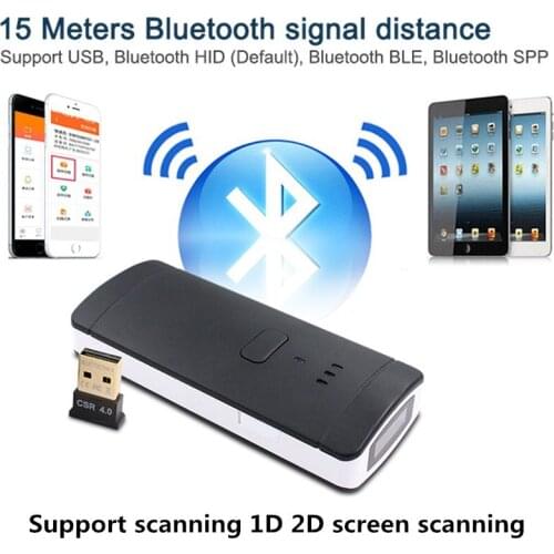 Wireless support1D2D Screen scan barcode Portable mini bluetooth scanner warehouse retail logistics reader Supermarket for Play