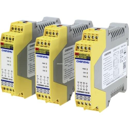 CZSR8001-3A1B-P PNP-type light curtain input 3NO+1NC safety relay | 24V DC | 3NO+1NC | Auto/Manual Reset CHENZHU