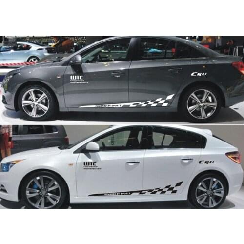 Cheap High Quality 2 sides whole set Car /Auto body Sport Style Rhombus Stickers For Chevrolet Crzue ABA003