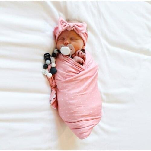 GXMB Newborn Receiving Blanket Bowknot Headband Set Baby Infant Cotton Sleeping Bag