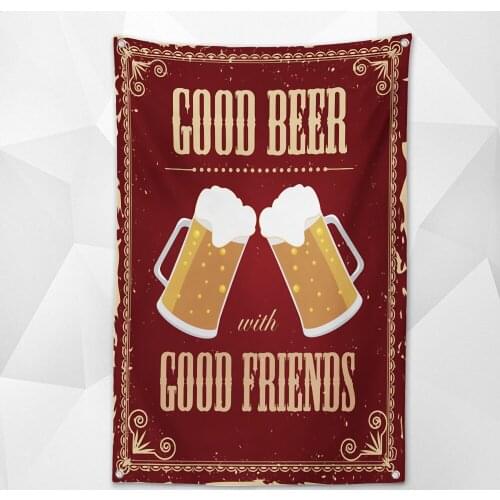 GOOD BERR WITH GOOD FRIENDS Vintage Beer Day Poster Tapestry Personalized Party Flag Funny Banner for Bar Cafe Home Decoration 1