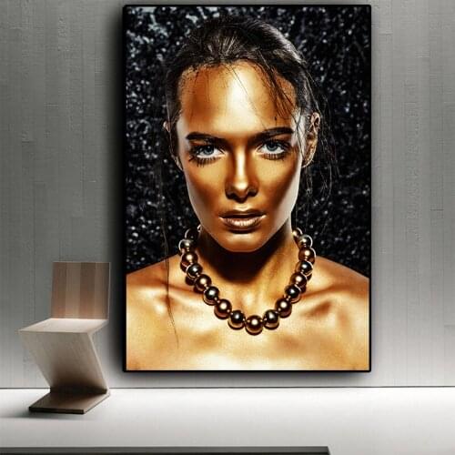 Nude African Art Black Gold Woman Oil Painting on Canvas Cuadros Posters and Prints Scandinavian Wall Picture for Living Room