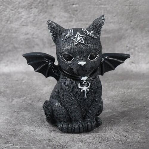 Kawaii Scary Devil Cat Anime Action PVC Figure Toy Cute Magical Cat Dolls Car Table Room Decor Halloween Ornaments Gift for Boys