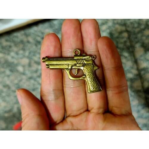 CHINA antique brass fengshui Pistol small Statue Metal crafts family decorations Necklace pandent