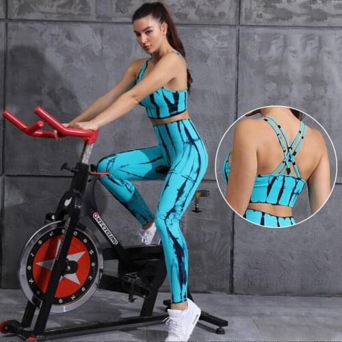 2 Pieces Yoga Set Women Seamless Sleeveless Sports Bra High Waist Leggings Workout Sportswear Gym Fitness Clothes Striped Suit