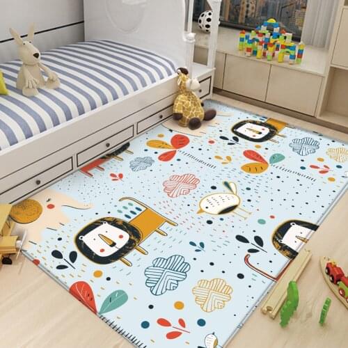 Interesting Cartoon Lion Elephant Childrens Flannel Carpet New Modern Art Soft Childrens Room Anti-Slip Carpet&Rug
