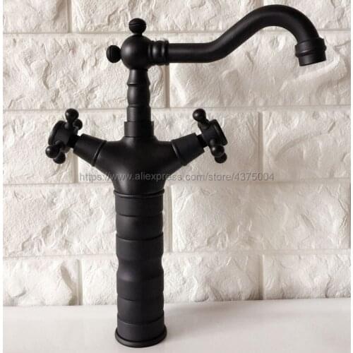 Basin Faucets Oil Rubbed Bronze Double handle Restroom bathroom wash basin faucet Hot and cold bath sink tap Nnf347