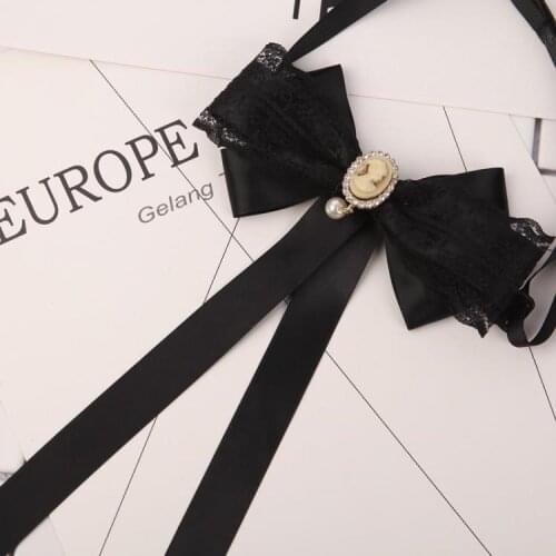 Free shipping new MALE mens fashion 2017 Japanese black ribbon rope free wind school uniforms bow female Headdress lace bow tie