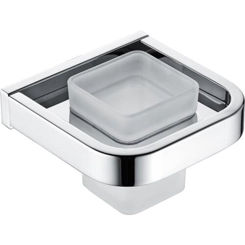 Square Toothbrush Holder Bathroom Accessories Cup and Tumbler Holder in Stainless Steel with Glass Cup