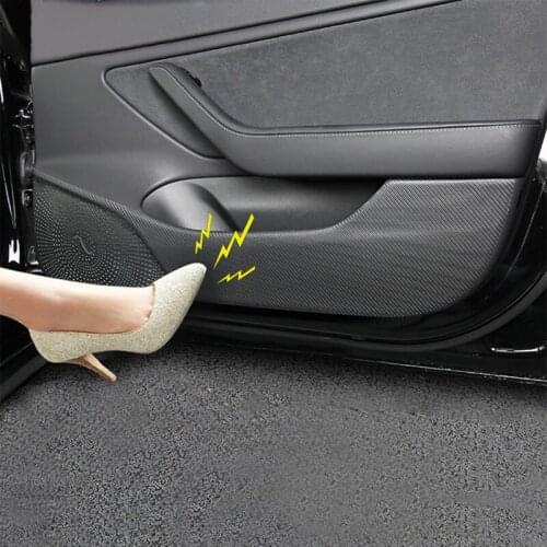 LS AUTO Car Door Anti Kick Carbon Fiber Protective Cover for Auto Door Anti-kick Anti-dirty Pad Sticker For Tesla Model 3
