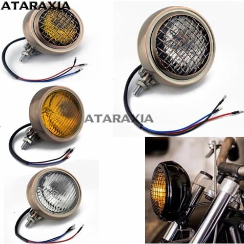 Copper Copper Motorcycle Grill Vintage 4.5" H4 Headlight Lighting Lamp Bates Headlamp For Harley Chopper Bobber Cafe Racer