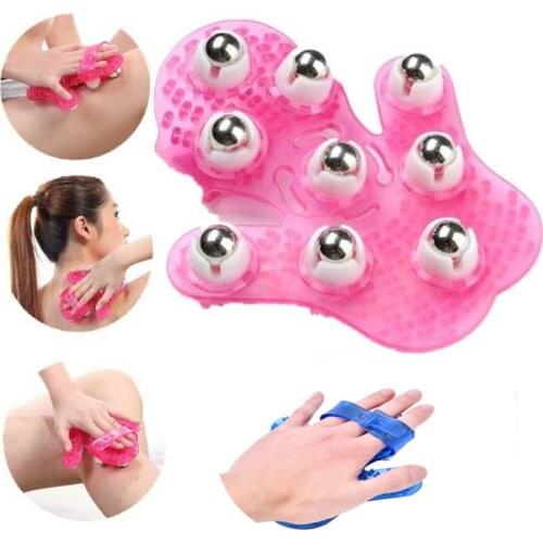 Multi-function 360 degree Spin 9 Piece Steel Ball Systemic Palm Roll Body Neck Massager Back Brush Health Care , Free Shipping
