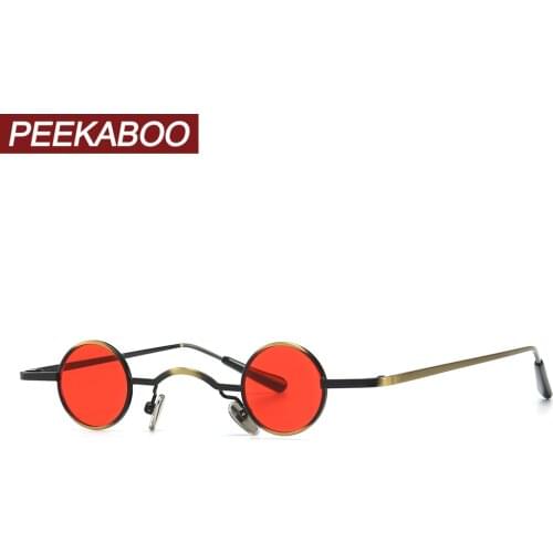 Peekaboo red tiny sunglasses round retro metal frame black men punk sun glasses women 2019 uv400 decoration eyewear