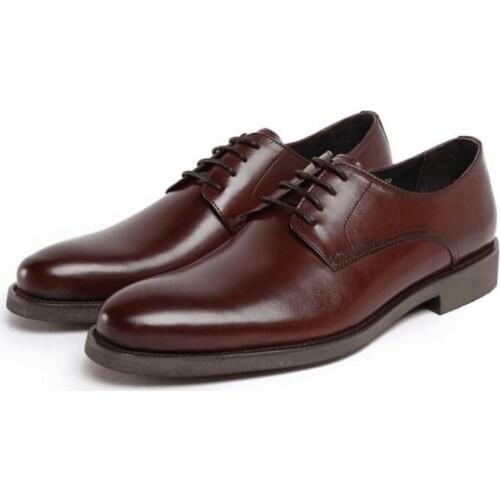 Men round Toe Lace Up Genuine Leather Oxfords Shoes Wedding Party Dress Shoes new style falt Handmade Shoes black brown