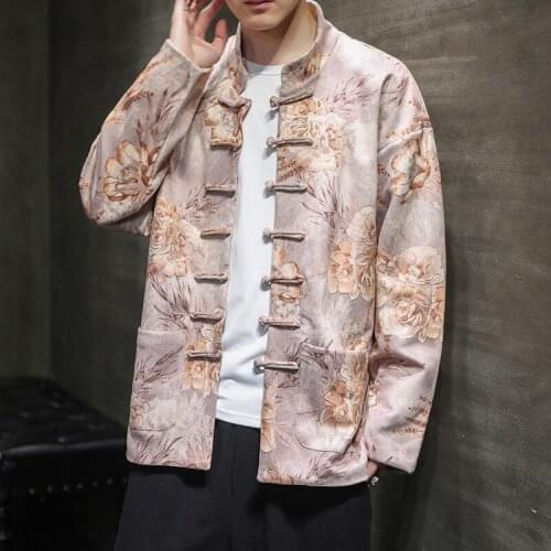 Autumn Winter Men Kimono Jacket 2020 Men Jackets Chinese Style Kongfu Coat Male Loose Print Cardigan Overcoat 3XL