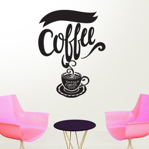 Coffee Shop Sticker Decal Cafe Cup Vinyl Art Wall Decals Decor Decoration Break Coffee Glass Decals CAFE1022