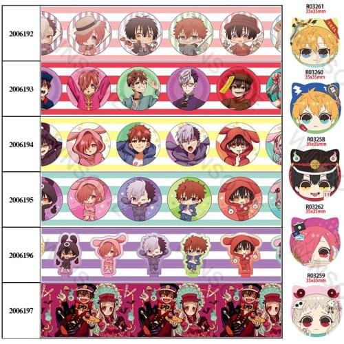 New Arrive Japan Anime Cartoon Printed Grosgrain/Satin Ribbon 5 Yards 25mm/38mm/50mm/75mm for Hair Bows DIY Accessories 200619