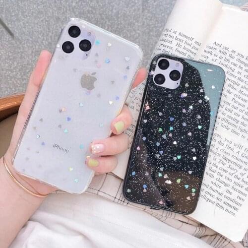 Ottwn New Transparent Glitter Star Phone Case For iPhone 12 Pro Mini 11 Pro Max X XR XS Max 7 8 6 Plus Bling Silicone Back Cover