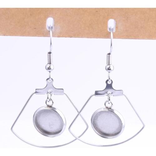 Onwear 10pcs Stainless Steel Metal Frame Charm Earring Base Blanks Fit 10mm Cameo Cabochon Bezel Settings For Jewelry Making