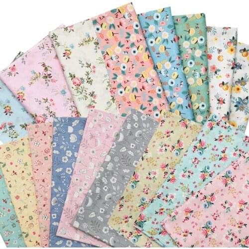 Pastoral Small Flower Floral Rose 100% Cotton Twill fabrics For DIY Handwork Patchwork Quilting Clothes Dress Blouse Craft Decor