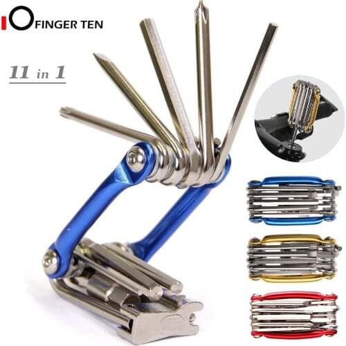 Portable 11 in 1 Multifunction Bike Repair Tool Kit with Chain Breaker Hex Keys Flat Head Bicycle Repairing Tools