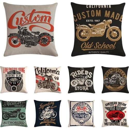Motorcycle Poster Art Letter Print Ride Your Way Home Decoration Throw Pillow Case Vintage Motor Bike Sofa Cushion Cover ZY911