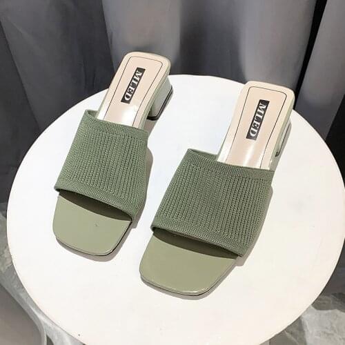 Casual Womens Shoes Slippers Outdoor 2021 Summer New Fashion Knitted Stretch Open Toe Thick Sandals