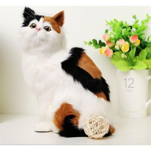 Realistic Squatting Colorful Cat Models Children Animals Toys Plush Dolls Home Decor Animals Ornament Kids Christmas Gifts