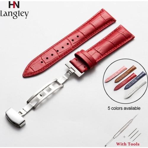 Watchbands Genuine Leather Watch Band straps 15mm 16mm 17mm 18mm 19mm 20mm 22mm Watch accessories Women Men Pink Red Belt band