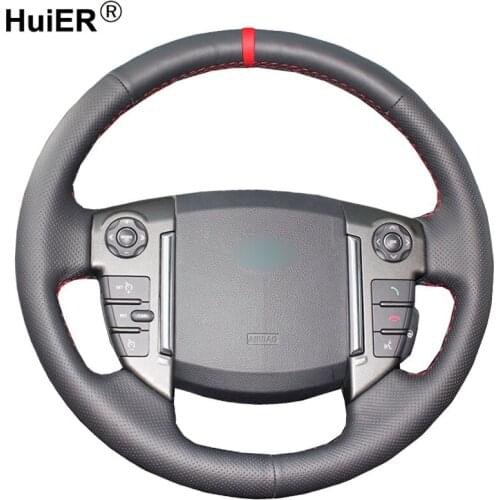 HuiER Hand Sew Car Steering Wheel Cover Breathable Car Styling Red Marker For Land Rover Freelander 2 2013 2014 2015 Car Styling