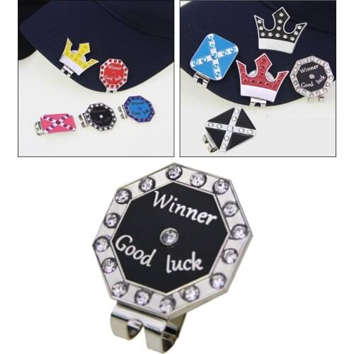 Rhinestone Golf Ball Markers Detachable Hat Clip Position Mark Sign Keepsake