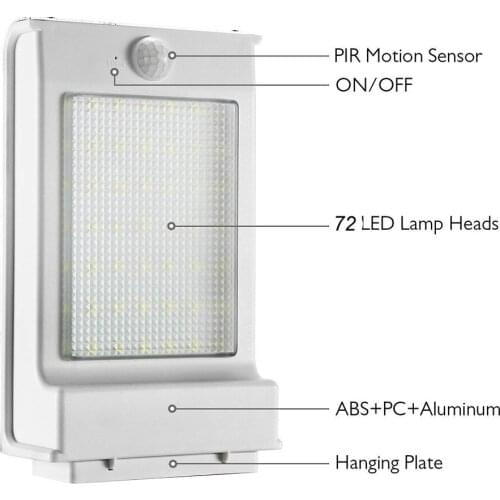 72LED Solar Lamp Garden Security Lamp Motion Sensor Lamp Modern Waterproof Light Security Solar Powered