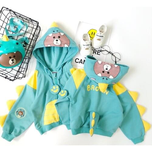 Tonytaobaby Autumn and Winter Clothes New Boys Girls Childrens Clothes Interesting Dinosaur Hoodie Coat Kids Hoodies