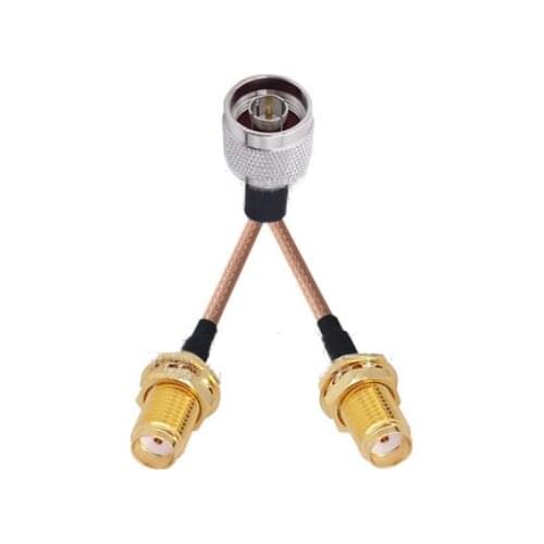 N Male to 2 SMA Female Connector RF RG316 Pigtail Y Extension Cable
