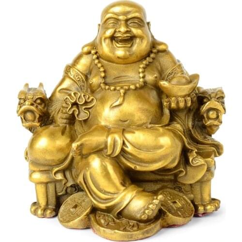 Opening light Maitreya copper Buddha Decoration living room decor study figure of Buddha wealth riches fortune statuette crafts