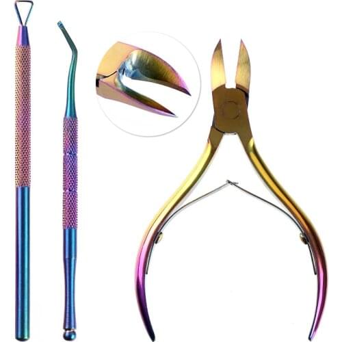 1set Nail Cuticle Nipper Rainbow Clipper Scissor Dead Skin Remover Manicure Nail Art Tool