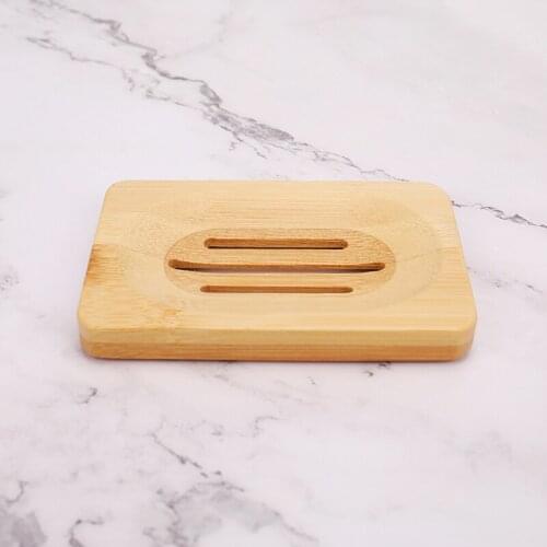 1Pc Wooden Natural Bamboo Soap Dishes Tray Holder Storage Soap Rack Plate Box Container Portable Bathroom Soap Dish Storage Box