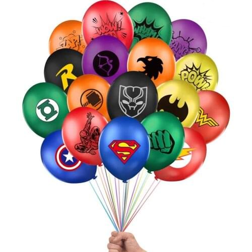 10/20 PCs Super Hero Theme Anniversary Boy Girl Birthday Party Decoration The Avengers Rubber Balloons Set