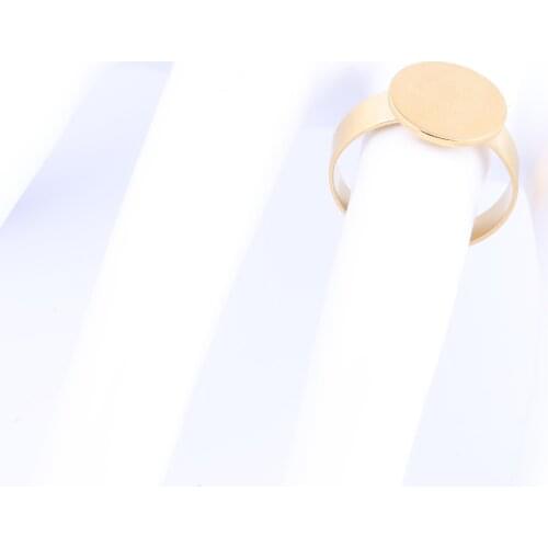 Onwear 10pcs blank ring setting adjustable stainless steel disc pad bezels for jewelry making material