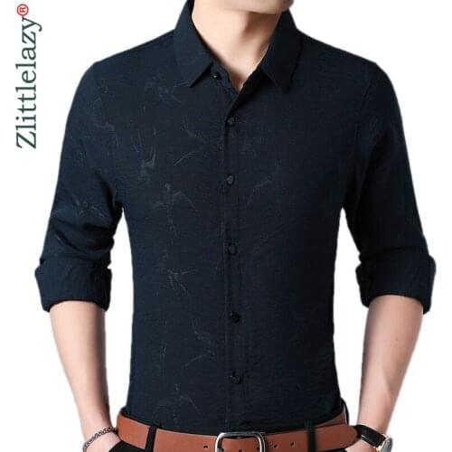 2021 Brand Casual Luxury Long Sleeve Slim Fit Men Shirt Streetwear High Quality Social Dress Shirts Mens Fashions Jersey 81141
